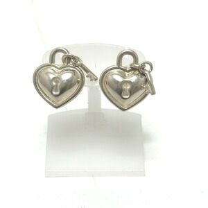 TIFFANY&Co. Tiffany Heart Lock Earrings, SV925, Women's Silver